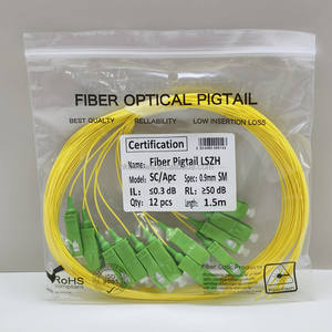 Cable de Fibra Óptica de 1.5m de Longitud, 0.9mm, Amarillo, Revestimiento LSZH, Monomodo, Conectores SC/APC, Pigtails para Panel de Conexión de Fibra Óptica ODF FTTH - Product Image 5