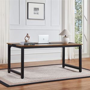 Moderno semplice 70.9 pollici grande scrivania da ufficio rustico/nero in legno da lavoro e tavolo da gioco con struttura in metallo per casa studio ufficio spazio per le gambe - Product Image 3