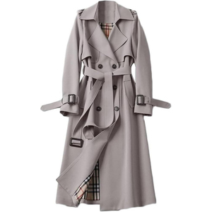 Elegant Women's Racer Jacket Casual Solid Color Turn-down Collar Belted Medium <b>Length</b> <b>Full</b> Sleeve <b>Waterproof</b> Polyester Material - Product Image 2