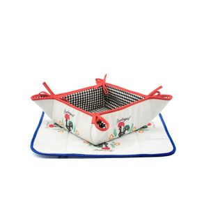 Panier à pain élégant en coton brodé à carreaux Rangement écologique lavable pour la salle à manger de ferme Livraison directe en gros - Product Image 5
