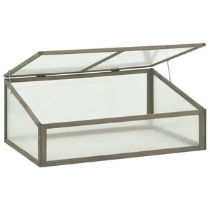 Petite serre pliable en bois de sapin avec panneaux en polycarbonate, serres de jardin et serres de culture, gris solide - Product Image 2
