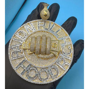 Custom Hood Rich Hip Hop Pendant for Men Women with Hand Set Moissanite Diamonds and 925 <b>Silver</b> - Product Image 1