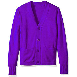 Cardigans tricotés pour hommes, personnalisables en usine, d'hiver, épais, anti-plis, à col en V ample, boutonnés, avec design simple à couleurs contrastées - Product Image 4