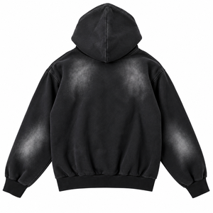 Fabricant de sweats à capuche zippés surdimensionnés en molleton épais, style streetwear, avec impression graphique, effet vintage délavé, personnalisables - Product Image 4