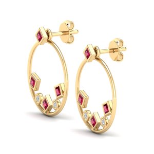 Boucles d'oreilles REYES au design luxueux, serties d'un rubis rond de 0,15 carat en argent sterling 925, certifiées GRA, avec fermoir à vis en moissanite - Product Image 3