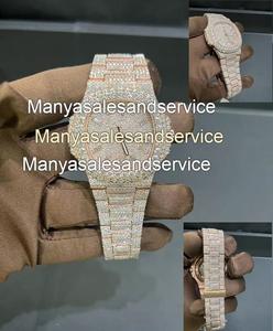 Nouvelle Tendance Montre en Acier Inoxydable Or Rose avec Cadran en Moissanite, Design Hip Hop Entièrement Sertie de Diamants, Résistance à l'Eau 10 Bar, Fermoir Bracelet - Product Image 5