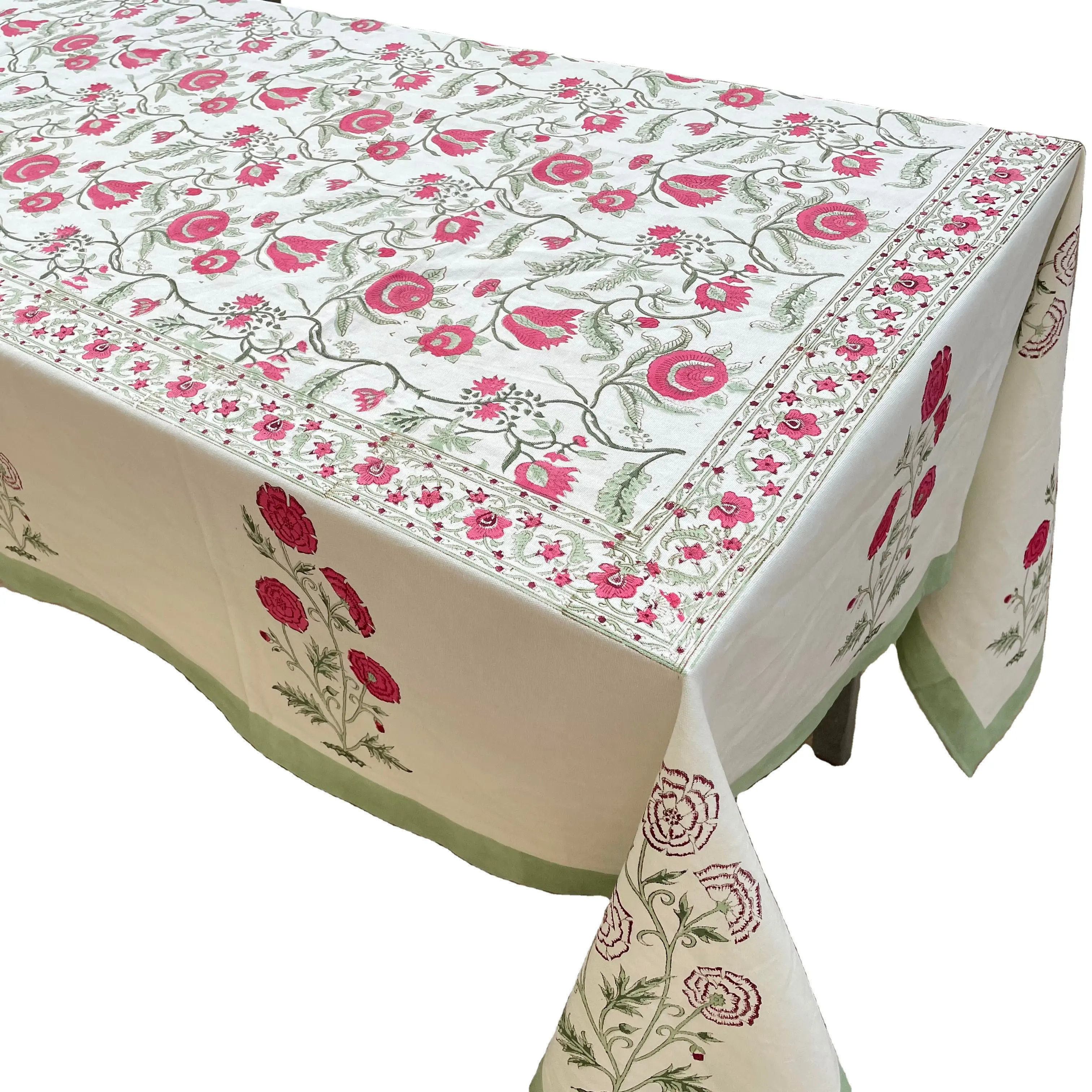 تصدير جودة الهندي اليدوية القطن قماش قماش مطبوع يدوي مفرش طاولة مطبوع 6 مقاعد و 8 مقاعد