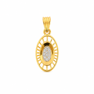 Namivaa Vmg337 Or jaune 18 carats, serti clos, ovale, ornementé, ornementé de pierres de laboratoire, poli miroir, bijoux fins, cadeau, pour occasions spéciales - Product Image 3