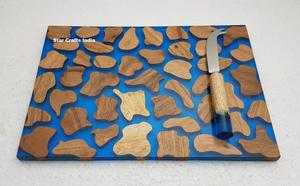 Planches à découper en bois et résine époxy de haute qualité, planches à découper en bois massif et résine pour fromage, ustensiles de cuisine, plateaux de service pour le petit-déjeuner - Product Image 2