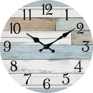 8 Inch <b>Silent</b> Non-Ticking Country Rustic Retro Coastal Design Battery Operated Wall <b>Clock</b> for Bathroom Living Room Decorative - Product Image 1