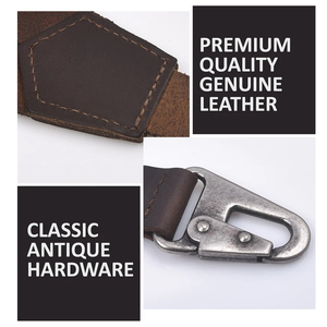 New Trendy 100% Genuine Full-Grain Leather With A Smooth Finish Premium Dark Brown Genuine Leather Y-Back <b>Suspenders</b> For Men - Product Image 4