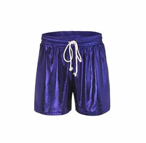 Men's Solid Color Drawstring Mid Waist <b>Shorts</b> in Satin Fabric Casual Style 100% Cotton Front Logo Breathable - Product Image 5