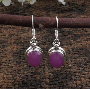 Boucles d'oreilles pendantes en jade violet naturel, argent sterling 925, bijoux de luxe en pierres précieuses pour les occasions de mariage et de fête - Product Image 5