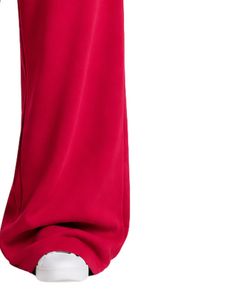 Pantalones de chándal anchos de cintura alta para mujer, color rojo cereza, estilo casual, holgados, de felpa, con cordón y bolsillos. - Product Image 4
