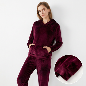 <b>Women's</b> Solid Hooded <b>Tracksuit</b> Full Sleeve Elastic Waist Casual Sportswear Autumn Wear 100% Polyester <b>Velour</b> Material - Product Image 6