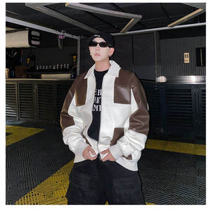 Veste en similicuir PU unisexe sur mesure OEM, style moto vintage avec contraste de couleur sur le devant, imperméable et réversible - Product Image 4