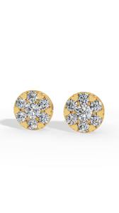 Boucles d'oreilles clous en or 10K avec diamants de laboratoire taille brillant ronde en grappe, monture cœur, bijoux de luxe, fournisseur en gros - Product Image 4