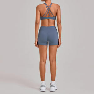 Ensemble de survêtement de yoga et de fitness 10 pièces uni pour femmes, leggings et vêtements de sport personnalisables en gros - Product Image 2