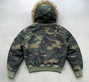 Sweat à capuche camouflage vintage surdimensionné en coton 100% crocheté sur mesure avec fermeture éclair, épais, pour l'hiver et la chasse, coupe carrée - Product Image 4