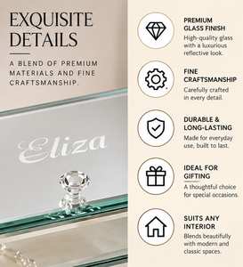 Crystal <b>Mirror</b> Glass <b>Jewelry</b> <b>Storage</b> Box with Crystal Knob Glossy Finish Soft Lining Decorative Keepsake and Vanity Organizer - Product Image 3