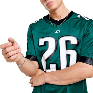 Camiseta de Fútbol Americano al por Mayor, Lisa, Unisex, Verde, de Poliéster, para Hombre, Transpirable, Ajuste Atlético, Impresión de Número Personalizado, Uniforme de Equipo, USA - Product Image 3