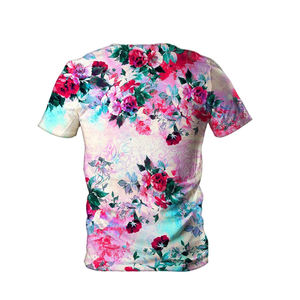 เสื้อยืดคอกลมแขนสั้นลายดอกไม้สำหรับผู้ชาย ทรงปกติ ระบายอากาศได้ดี ผลิตจากโพลีเอสเตอร์ 100% สไตล์ลำลอง - Product Image 2