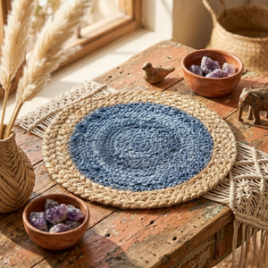 Decorative Jute Placemat with Cotton Dori <b>Round</b> Handmade EcoFriendly Dining <b>Table</b> <b>Mat</b> for Dining Room Bulk Supply Export Quality - Product Image 4