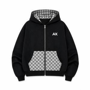 Sweat à capuche réversible personnalisé à double fermeture éclair pour homme et femme, en molleton épais, style streetwear - Product Image 2