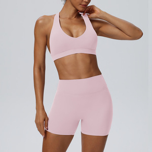 Wholesale Sportswear Active Wear Custom Gym Clothes Workout Yoga <b>Shorts</b> and Sports Bra Sets for Womens - Product Image 1