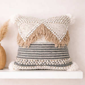 Funda de Cojín Boho con Patrón de Rayas Finas, Cojín Decorativo Tejido, Cojín Geométrico de Algodón para Decoración - Product Image 5