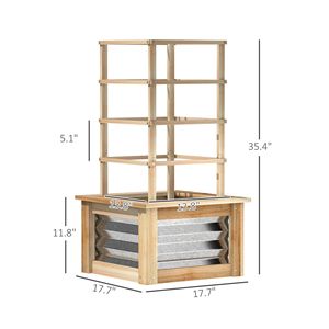 Fioriera Rialzata in Legno Naturale con Traliccio e Vaso Galvanizzato per Patio - Letto da Giardino Rialzato in Legno - Product Image 3