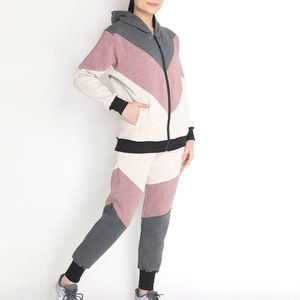 Ensemble de survêtement d'hiver pour femmes grande taille, couleur unie, sweat-shirt 100% coton avec pantalon de jogging deux pièces - Product Image 2