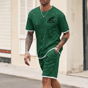 Ensemble deux pièces pour homme, couleur personnalisée, respirant, avec logo, comprenant un t-shirt et un short - Product Image 1