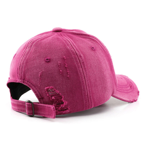 Gorra de béisbol vintage desgastada estilo papá, rosa, de 6 paneles, de algodón lavado, unisex, ajustable, con hebilla de un solo botón, informal, con letras - Product Image 3