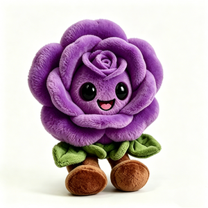 Peluche de rosa morada, lindo peluche de flor sonriente, muñeco de peluche floral antropomórfico kawaii, regalo único para el día de San Valentín - Product Image 4