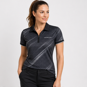 Polo pour femme personnalisé noir à imprimé nid d'abeille, séchage rapide, respirant, manches courtes, uniforme de performance WPS-0730 - Product Image 4