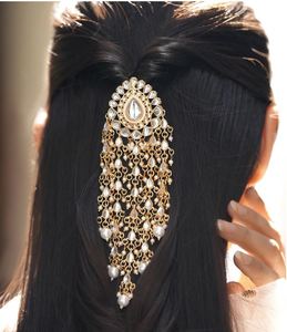 Elegante Cadena para el Cabello de Novia Chapada en Oro con Adornos de Perlas para Boda, Accesorio de Joyería para el Cabello de Mujer - Product Image 5