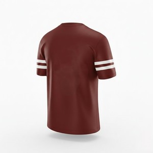 เสื้อเบสบอลคอวีสำหรับผู้ชาย แขนสั้น สีมารูน ผ้าโพลีเอสเตอร์ระบายอากาศได้ดี ทรงปกติ เหมาะสำหรับทุกฤดูกาล - Product Image 4