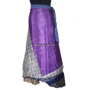 Plus Size Vintage Silk <b>Magic</b> 38inch Wrap Skirt Halter 2 Layer Reversible <b>Magic</b> Silk Saris Wrap Long Skirt <b>Beach</b> Wear Vintage - Product Image 1