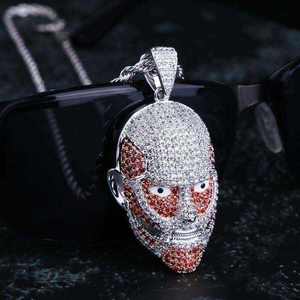 Collier Luxira Jewels en argent 925 plaqué argent avec pendentif breloque anime et dessin animé, Moissanite Iced Face, Bijoux Hip-Hop unisexe pour fans - Product Image 1