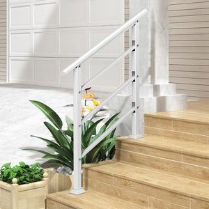 Transitional Wrought Iron Handrails for Outdoor <b>Steps</b> 1-3 <b>Steps</b> with Installation Kit White Assistive Devices - Product Image 3