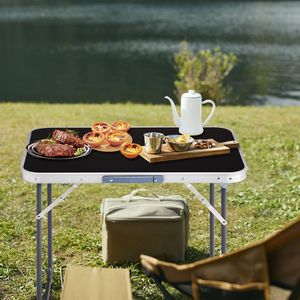 Tavolo Pieghevole Portatile in Alluminio Nero da 70 cm per Campeggio, Picnic, Esterni, Soggiorno, Camera da Letto, Palestra, con Funzione di Stoccaggio e Base Quadrata - Product Image 6