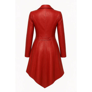 Gabardina Elegante Roja de Cuero Sintético para Mujer, Estilo Victoriano Steampunk con Doble Botonadura 2026 - Product Image 2