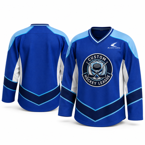 Camiseta de Hockey sobre Hielo Unisex Personalizada, Bordado Tackle Twill, Diseño a Cuadros, Manga Larga, Malla Transpirable, Tejido Elástico en Cuatro Direcciones - Product Image 1
