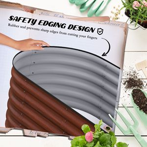 Brown Galvanized 6.4 ft Planter Boxes with Safety Edging for <b>Vegetable</b> Gardening and Nursery <b>Pots</b> - Product Image 6