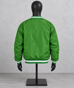 เสื้อแจ็คเก็ตไหมพรมมีฮู้ดแบบซิปสำหรับผู้ชาย สีเขียว ทรงโอเวอร์ไซส์ ผ้าซาติน สีพื้น สไตล์ลำลอง ใส่ได้ในฤดูใบไม้ร่วง - Product Image 2