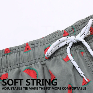 Short de bain gris pour hommes, imprimé pastèque, à séchage rapide, avec cordon de serrage à la taille et poches, vêtements de plage décontractés - Product Image 4