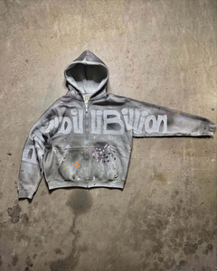 Sweat à capuche streetwear pour homme, avec broderie appliquée, effet vintage délavé, design usé, en molleton 100% coton, coupe classique - Product Image 3