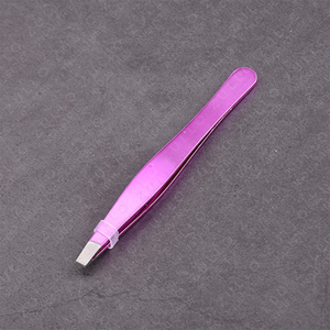 Premium Purple Stainless Steel Slant Tip Eyebrow Tweezers Custom Beauty Grooming <b>Tool</b> for Professional Use - Product Image 3