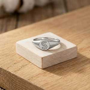 Trendy Solid Gold <b>Initial</b> Monogram Lab Diamond Certified <b>Ring</b> Women Men Wedding Party Birthday Gift Classic Fine Jewelry - Product Image 2